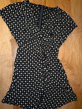 Madewell Black Floral Short Sleeve Dress